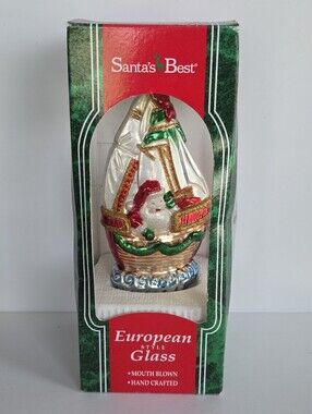 NOS Vintage 1996 Santas Best European Style Santa Claus Mouth Blown Ornament 6"